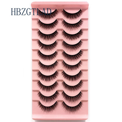 NEW 10pairs 100% Real Fake Mink Eyelashes 3D Natural False Eyelashes 3d Mink Lashes Soft Eyelash Extension Makeup Kit Cilios h13