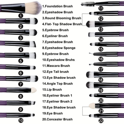 20pcs Eye Makeup Brush Set Portable Soft Makeup Brushes Beauty Tools Foundation Eyeshadow Eyeliner Brush Multi-function Beginner